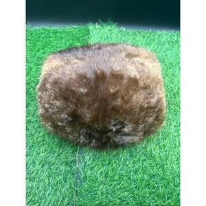 Vintage Brown Fur Large Woman’s Hand Muff w/Cloth Lining-12 x 9 Inches